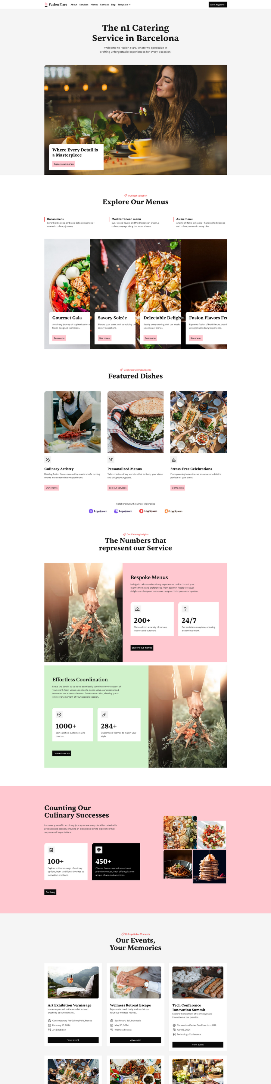 Catering Service Website Design for Melbourne Events